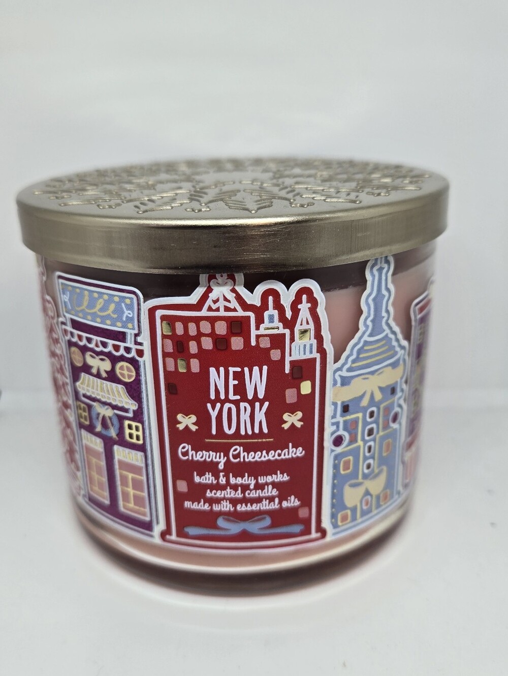 Bath & Body Works New York Cherry Cheesecake Scented Candle - Pink